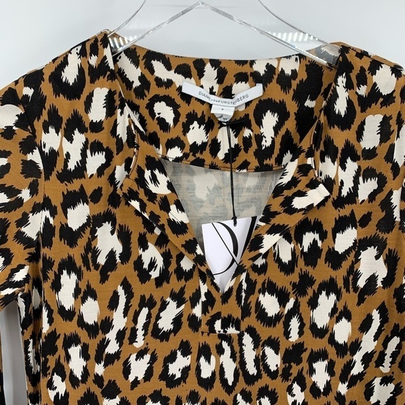 DVF Diane von Furstenberg Reina Spotted cat camel tunic dress leopard silk new 4 - Picture 2 of 6